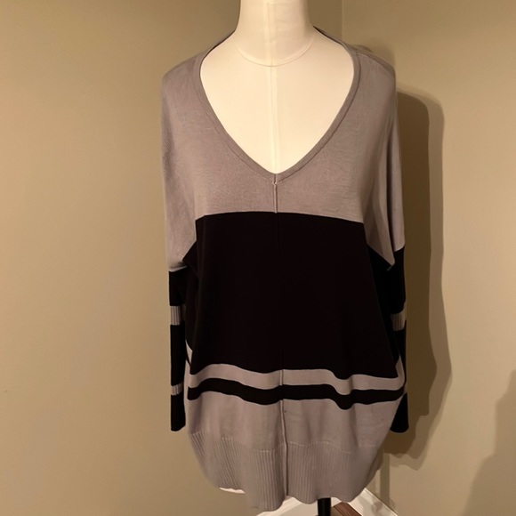 Alya Sweaters - Woman’s Gray/Black V-neck Sweater